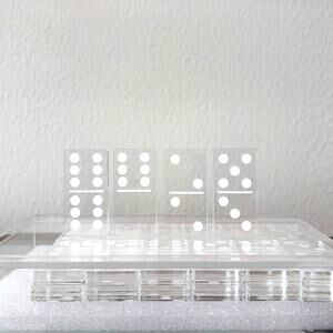 Sagebrook Home Clear Acrylic Dominoes Game Set in Case 4x7  NEW